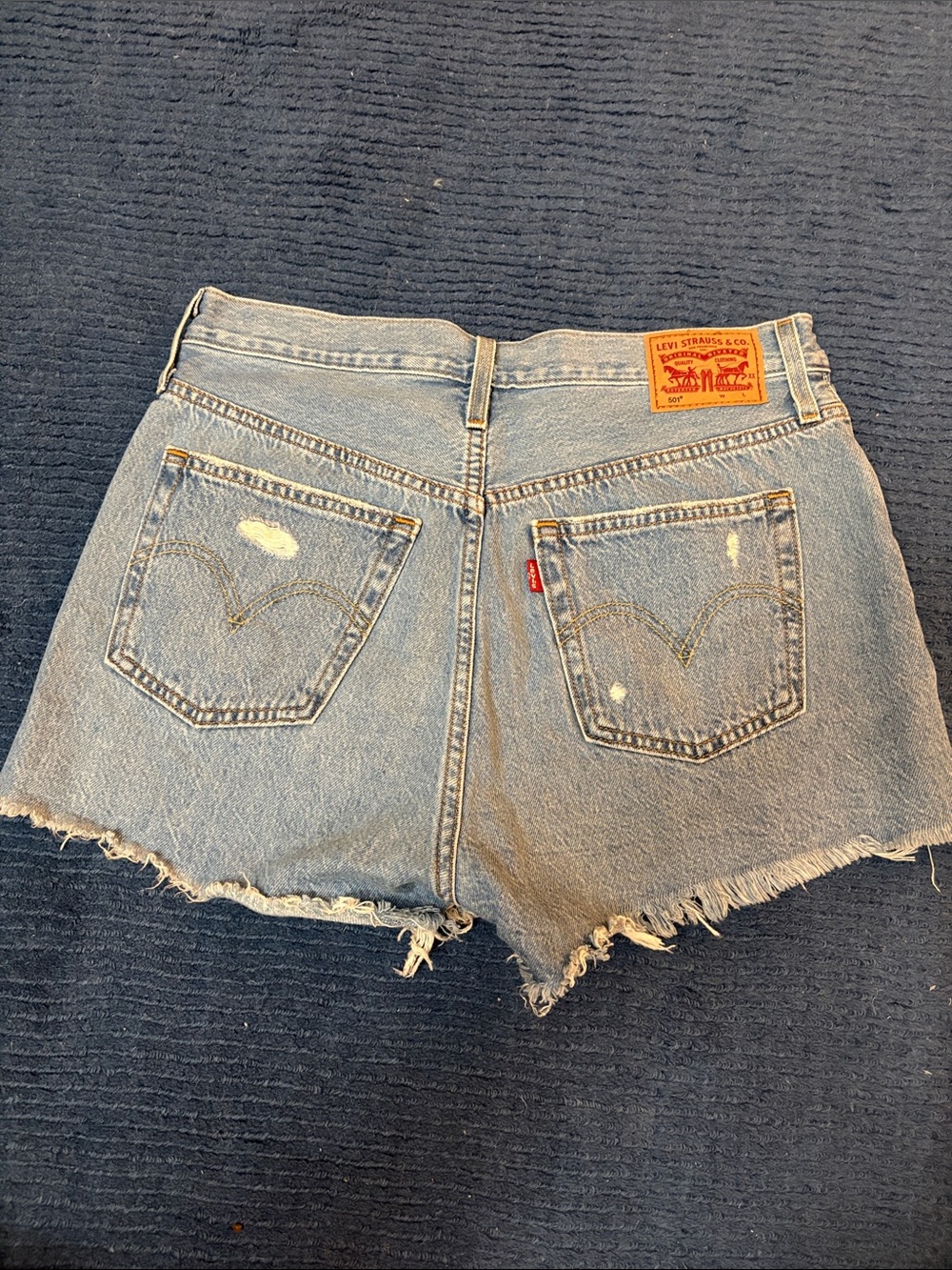 Levi's Light Blue Denim Cutoff Shorts with Frayed Hem